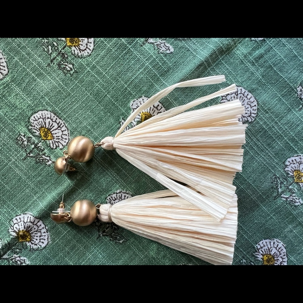 Boutique Gold Raffia Earrings